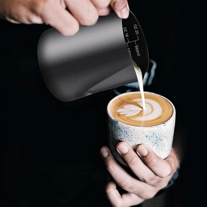 Milk Frothing Pitcher, 20OZ/600ML Stainless Steel Espresso Steaming Pitcher Coffee Milk Frother Cup with Decorating Art Pen for Espresso Machine, Milk Frother, Latte Art