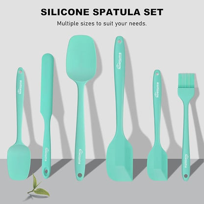 NileHome Silicone Spatula Set, 6 Pcs Food Grade Kitchen Utensils with Silicone Brush Heat Resistant Dishwasher Safe BPA-Free Rubber Spatula for Scraping, Baking, Cooking, Mixing, Turquoise