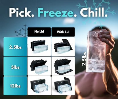Alaskey® Giant Ice Block Mold 12 lbs (2-Pack) | Create Perfect Reusable Ice Bricks | Professional Silicone Mold for Crafting Extra Large Ice Cubes, Ideal for Ice Baths, Coolers, Bartender Accessories
