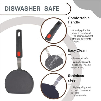 Silicone Spatula, Heat Resistant Food Grade Silicone Spatulas for Nonstick Cookware, Dishwasher Safe Kitchen Utensils BPA Free Rubber Spatula for Egg, Pancake, Fish, Burger