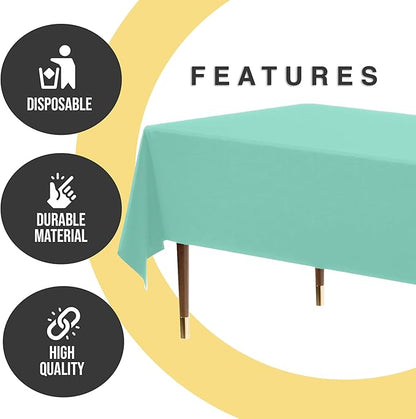 Exquisite 66% Thicker Premium Plastic Table Cloth Rectangle Table Cover 0.5 Mil 12 Pack Mint Table Cloth 54 Inch x 108 Inch Disposable Tablecloth Won't Tear Easily Like Cheap Thin Brands