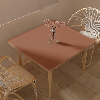 Leather Table Cover,1.8mm Thick,54x54 Inch Table Protector,Table Protector for Dining Room Table,Dining Table Cover,Table Cover Protector,Protector para Mesa De Comedor(Brown+Gray,54x54)