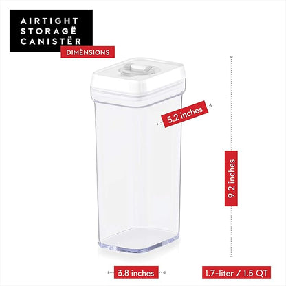 DWËLLZA KITCHEN Airtight Food Storage Containers – 4 Piece set Air Tight Pantry Storage Containers Clear Kitchen Organization and Storage Set BPA-Free - Keeps your Food Fresh & Dry