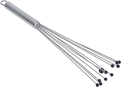Restaurantware-German Standard 12.6 Inch Ball Whisk, 6 Kitchen Whisks With Silicone Balls - Ergonomic Handle, Dishwashable, Stainless Steel Manual Egg Beater, Durable, For Whisking, Stirring, Mixing