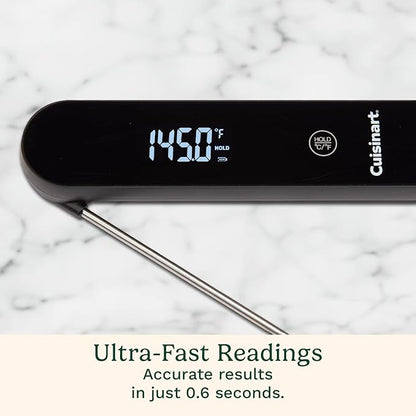 Cuisinart LED Digital Pro Instant Read Thermometer, Calibrated Ambidextrous Waterproof Meat Thermometer for Home & Grill, Lift to Wake Ultra Fast 0.6s Read Time, Home Gadget, BBQ, Smoker, Oil Fry