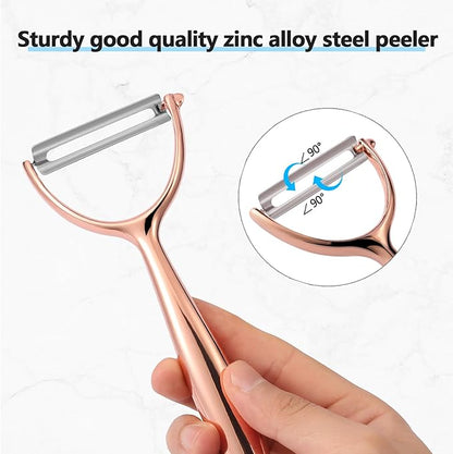 LIIGEMI Effortless Y Peeler with Sharp Stainless Steel Blades for Apples, Cucumbers - Ergonomic Handle for Easy Potato Eye removal, Perfect for Cooking Enthusiasts and Kitchen Novices（Rose Gold ）
