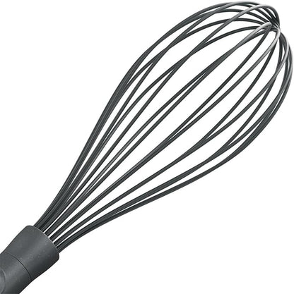 Zyliss Silicone Large Balloon Whisk, Sustainable Wheatstraw/Nylon, Balloon Whisk for Cooking and Serving with Heat Resistant Silicone Head, Beluga Grey, 12" x 2.6", Dishwasher Safe, 5 Year Guarantee