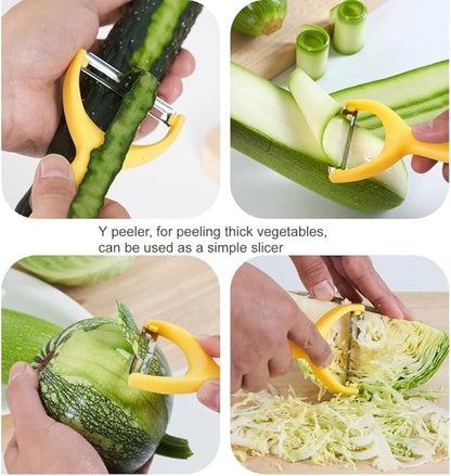 6 Pcs Kitchen Vegetable Potato Peeler Set, Including Corn Peeler, Corn Stripper for Corn on the Cob Tool, Potato, Carrot, Apple Peelers + Orange Peeler Tool, Y Peeler for Veggie & Fruit(Color-1)