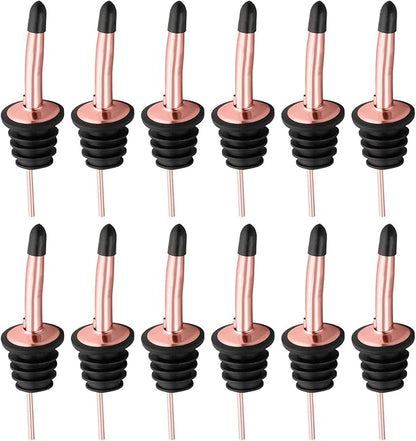 Pafusen 12 Pack Liquor Bottle Pourers, Liquor Pour Spout for Liquor Bottles, Stainless Steel Olive oil Dispenser Spout, Alcohol Pourer Spouts Dust Caps Covers, Rose Gold