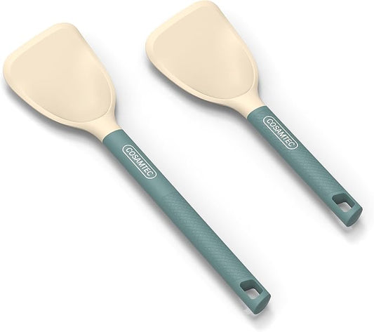 Silicone Small Spatula for Cooking Flexible Beveled Turner with Solid Inner Core and Heat Resistant Nylon Handle Ideal Spatula for Non-Stick Cookware