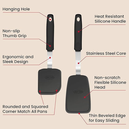 Unicook 2-Piece Small Silicone Spatula Set, Heat-Resistant Kitchen Spatula Turner Set for Nonstick Cookware, Flexible Kitchen Utensils for Flipping Eggs, Pancakes, or Lifting Cookies and Brownies