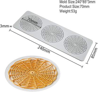 TUKE Tuile Molds Circular Grid Candy Mold Chocolate Candy 3D Hollow Leaf Silicone Mold, Sugar Craft Cake Decoration, Cupcake Top, Polymer Clay (Circular Grid_9.6x3.4x0.12 inch)