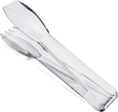 New Star Foodservice 35582 High Heat Plastic, Straight Edge Utility Tong, 6", Clear, Set of 12