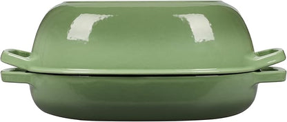 Enameled Cast Iron Oval Dutch Oven Pot with Lid, Dutch Oven for Sourdough Bread Baking, Oval Bread Pan, 7qt, Pistachio Green