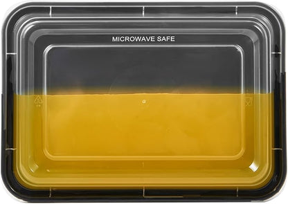FULING 50 Pack Meal Prep Plastic Food Storage Containers With Lids 28 oz 1 Compartment Black Rectangular Reusable To Go Lunch Prepping Boxes BPA-Free Microwavable Freezer Dishwasher Safe Stackable