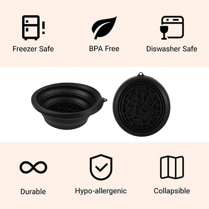 Face Bowl for Ice with Built-In Ice Tray,Ice Bath Collapsible Silicone Bowl,Facial Plunge Bowl, for Face Cooling Portable Spa Tool for Home & Travel （Black）