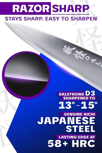 Dalstrong Chef Knife - 8 inch - Phantom Series - Japanese High-Carbon AUS8 Steel Kitchen Knife - Olive Wood Handle - Cooking Knife - Chef's Knife - w/Sheath