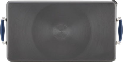 Anolon Advanced Hard Anodized Nonstick Double Burner Griddle with Multi-Purpose Rack, 10-Inch by 18-Inch, Indigo