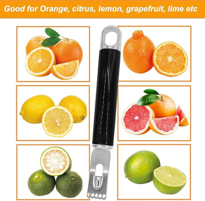 Channel Knife, 2 in 1 Lemon Peeler Zester Cocktail Garnish Citrus Zester 5 Baldes Ultra Sharp Lemon Rind Twist Peeler Stainless Steel Bar Tool Professional Grade Bar Accessory (Sliver)
