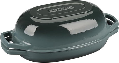 Enameled Cast Iron Oval Dutch Oven Pot with Lid, Dutch Oven for Sourdough Bread Baking, Oval Bread Pan, 5qt, Slateblue