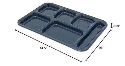 Carlisle FoodService Products Right Hand 6-Compartment Melamine Tray 14.5" x 10" - Café Blue