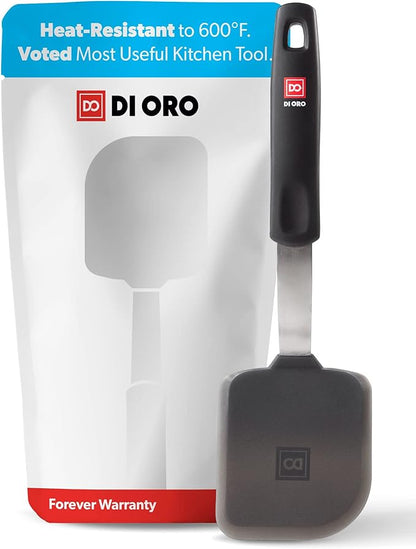 DI ORO Small Silicone Spatula - Kitchen Spatulas for Nonstick Cookware - 600°F Heat-Resistant Thin & Flexible Silicone Turner - BPA Free Mini Egg & Cookie Spatula for Cooking - Dishwasher Safe