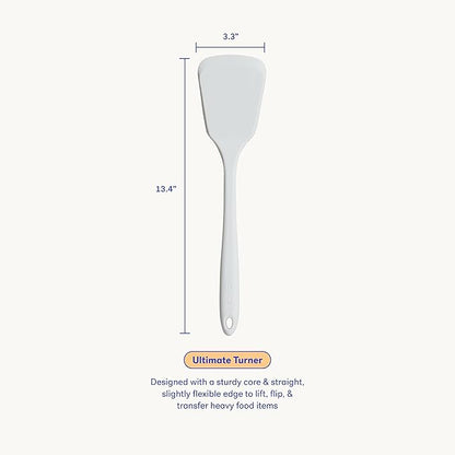 GIR: Get It Right Silicone Turner Spatula - Non-Stick & Heat Resistant - Silicone Spatula for Cooking & BBQs - Lifts, Flip, and Transfer Food Items - 13 Inch, Studio White