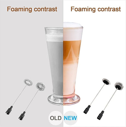 Micro Rechargeable Foamer| Handheld Battery Operated Milk Frother for Coffee| Travel Drink Mixer with Patent 2 Stainless Steel Whisk Heads| Keto Coffee, Latte, Cappuccino, Hot Chocolate| Silver