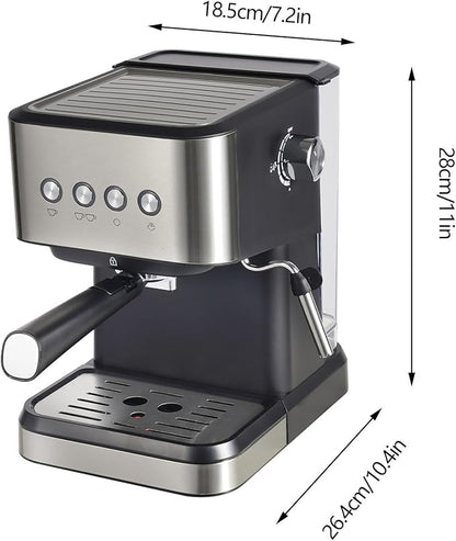 Coffee Machine, Spoon and Tamper Small Drip Coffee Machine, 1.5L Semi-automatic Coffee Machine, Latte Maker with Adjustable Shot Volume for Home