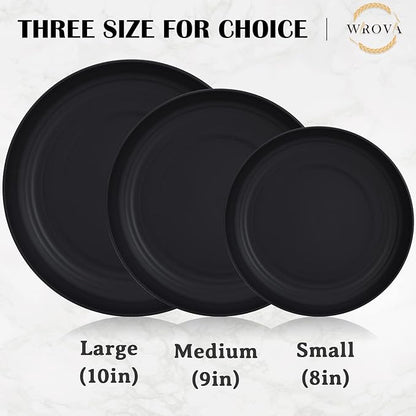 Wrova Wheat Straw Dinner Plates - 9 Inch Unbreakable Set of 8 - Dishwasher & Microwave Safe Reusable Plates - Lightweight for Kitchen & Camping (Classic Series)