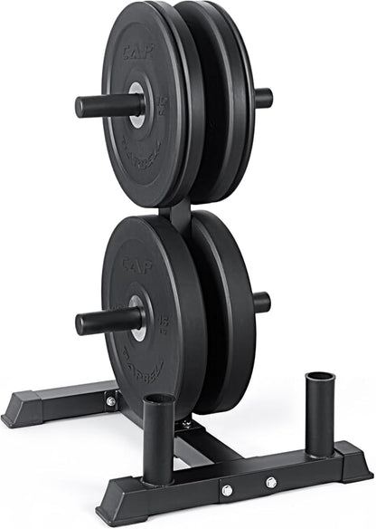 CAP Barbell 2-Inch Olympic Bumper Plate Weight Set with 6 Post Rack | 100-370 lbs | Multiple Options