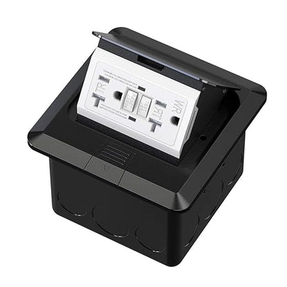 KYHSHJ Pop Up Floor Electrical Outlet with 20 Amp Stainless Steel GFCI Tamper Receptacle Outlet, Corrosive Resistant Hardware，ETL Listed,Black