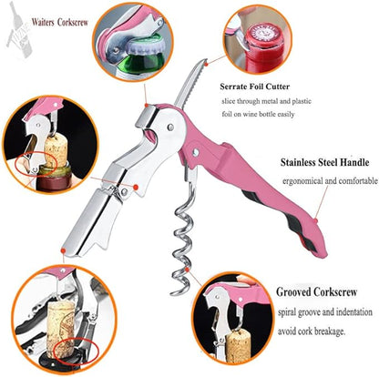 Professional Waiter Corkscrew Wine Openers Set, Heavy Duty Stainless Steel Hinges Wine Key for Restaurant Waiters, Sommelier, Bartenders