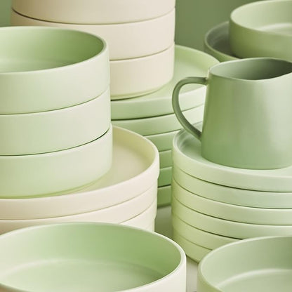 Stone lain Stella Pasta Bowl 6-Piece Set, Round, Porcelain, Lime Green