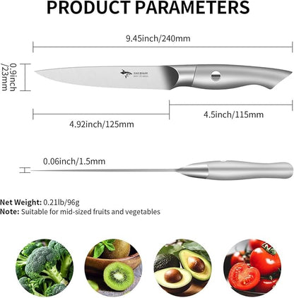 MAD SHARK Paring Knife 5 inch Paring Knives, Small Kitchen Knife, German Stainless Steel Vegetable Knife, Ergonomic Handle Design, Unique Gift for Men/Women