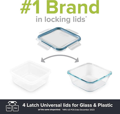 Snapware Total Solution 16-Pc Plastic Food Storage Containers Set,(4) 2-Cup & (4) 1.2-Cup Round Meal Prep Container, BPA-Free Lids with 4 Locking Tabs, Microwave, Dishwasher, and Freezer Safe