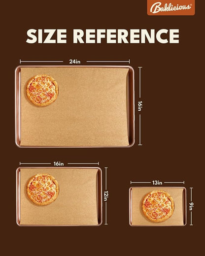 16x24 inch Unbleached Heavy Duty Parchment Paper Sheets, 100Pcs Precut Non-Stick Full Parchment Paper for Baking, Cooking, Grilling, Frying, Steaming, Full Sheet Baking Pan Liners