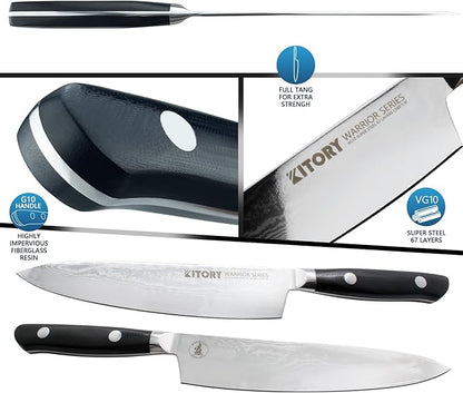 Damascus Chef Knife 8" - VG10 Super HC Steel, 67 Layers, Military G10 Handle, Ergonomic Design for Precision Cuts