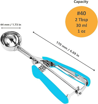 Cookie Scoop, Ice Cream Scoop, 2 Tbsp/ 30 ml/ 1 oz Cookie Scoops for Baking, 18/8 Stainless Steel Cookie Scooper for Baking, Ice Cream Scooper with Trigger Release, Cookie Dough Scoop (Blue)