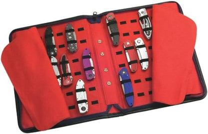 UNITED CUTLERY Large Pocket Knife Storage Case – Faux Leather Exterior, Felt-Lined Interior, Elastic Straps for Knives, Zipper Closure, Holds 40 Knives, For Protecting and Storing Knife Collection