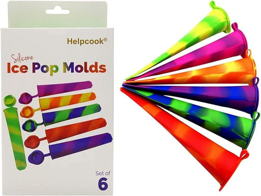 Popsicle Molds,6 Pieces Silicone Ice Pop Molds,Drip Free Popsicle Maker for Kids,BPA Free Freezer Tubes with Lids,For Snacks,Popsicle,Yogurt Sticks,Juice,Ice Candy Pops