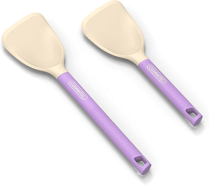 Silicone Small Spatula for Cooking Flexible Beveled Turner with Solid Inner Core and Heat Resistant Nylon Handle Ideal Spatula for Non-Stick Cookware