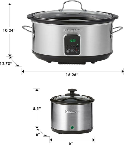 Kenmore 7 Quart Slow Cooker with Diper - Crock pot With Programmable Settings, Digital Controls, Large Capacity for Family Meals, Dishwasher-Safe Stoneware, Warm Rice & Sous Vide Stew