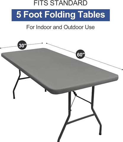 homing Rectangle Table Cloth Cover, Waterproof Polyester Elastic Fitted Tablecloth, Fits for 5 Foot Folding Tables, Washable Table Protector for Picnic, Camping, Outdoor (Grey, 30" x 60")