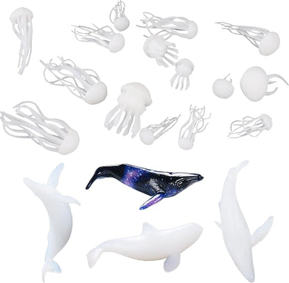 Woohome 20 PCS 3D Mini Jellyfish Mini Whale Resin Mould Filler Resin Casting Moulds Fillers, 3D Resin Filler Art Craft Supplies Epoxy Moulds for Jewelry Making Supplies, Art Resin Crafts DIY