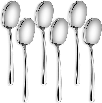 SOLEADER Extra Large Serving Spoons Set,12 Inch Stainless Steel Serving Spoon,Cooking Spoon,Pasta Spoon,Buffet Serving Utensils,Spoons Silverware,Foodgrade 18/8 Stainless Steel,Pack of 6