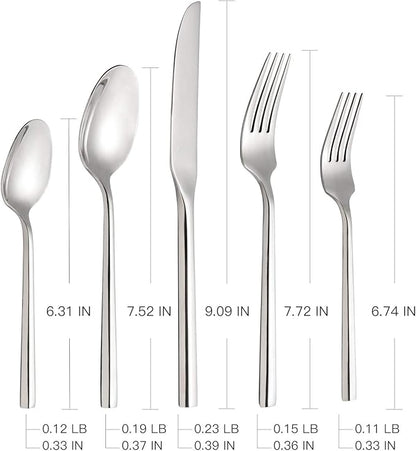 Hand Forged Stainless Steel Flatware Set Silverware Set Cutlery Set Hexagon Handle 5 Pieces Service for 1
