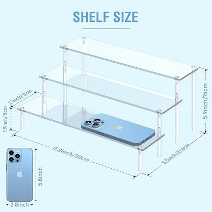 Acrylic Display Risers, 3 Tier Perfume Organizer Stand, Clear Cupcake Stand Holder, Large Shelf Risers for Figures, Dessert Shelves for Party, Display Shelf for Decoration and Organizer