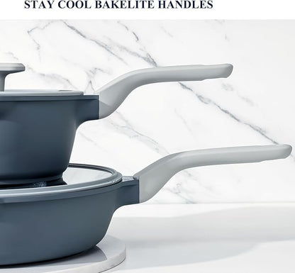 PRICUSIS Nonstick Saucepan Set with Lids, 2QT and 2.7QT Ceramic Sauce Pan Set, Non Toxic Sauce Pots with Pour Spouts for Multipurpose Use, PTFE, PFOA & PFAS Free, Induction Compatible