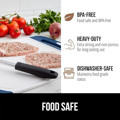 GORILLA GRIP BPA-Free Reversible Kitchen Cutting Board Set of 3, US Designed, Nonporous, Juice Grooves Catch Liquid, Slip Resistant Border, Dishwasher Safe, Durable Large Food Chopping Boards, Blue